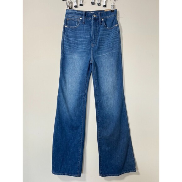 Madewell Denim - Madewell High Rise Flare Jeans Size 27 NWT Dark Wash Wide Leg 11” Rise $128 Reta